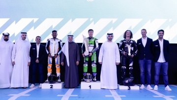 Photo: Mansoor bin Mohammed crowns Japanese rider Hikari Okubo as winner of inaugural Dubai Electric Scooter Cup